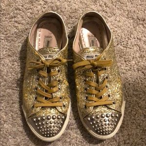 MIU MIU gold glitter sneakers
